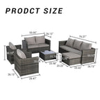 6-Piece Outdoor Wicker Conversation Sofa Set with Coffee Table, Ottoman