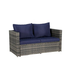 6-Piece Outdoor Wicker Conversation Sofa Set with Coffee Table, Ottoman