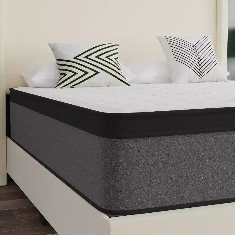 Emma and Oliver 13 Euro Top Hybrid Pocket Spring Mattress in a Box with CertiPUR-US Certified Foam for Supportive Pressure Relief