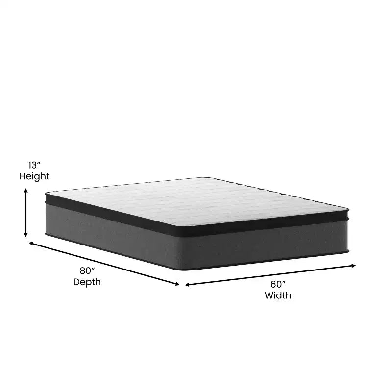 Emma and Oliver 13 Euro Top Hybrid Pocket Spring Mattress in a Box with CertiPUR-US Certified Foam for Supportive Pressure Relief