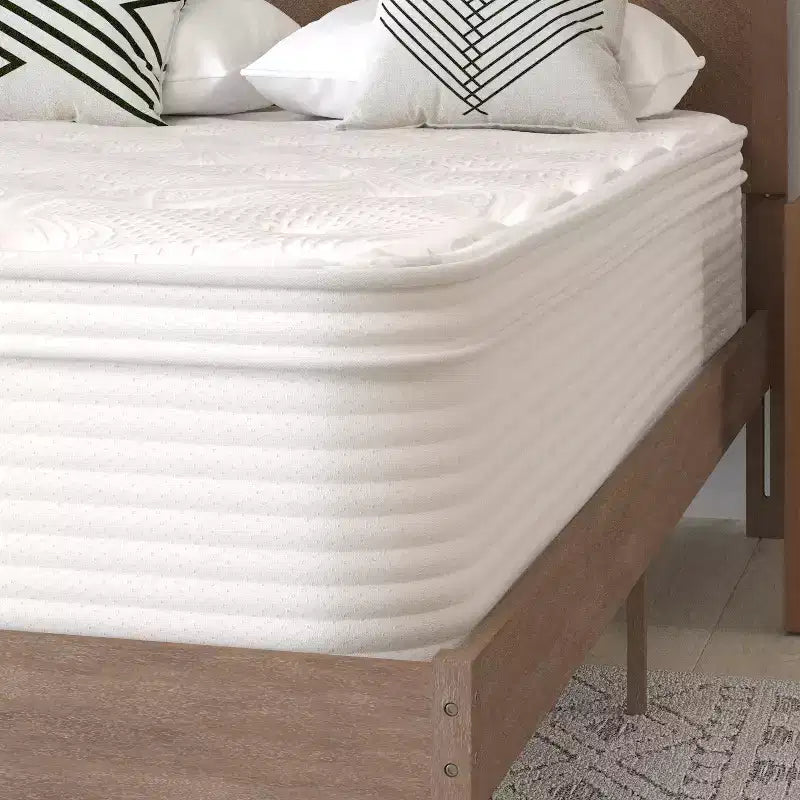 Merrick Lane 14 Premium Comfort Euro Top Hybrid Pocket Spring and Memory Foam Mattress in a Box with Reinforced Edge Support