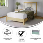 Merrick Lane CertiPUR-US Certified Memory Foam Mattress Infused with Charcoal & Green Tea Cooling Gel