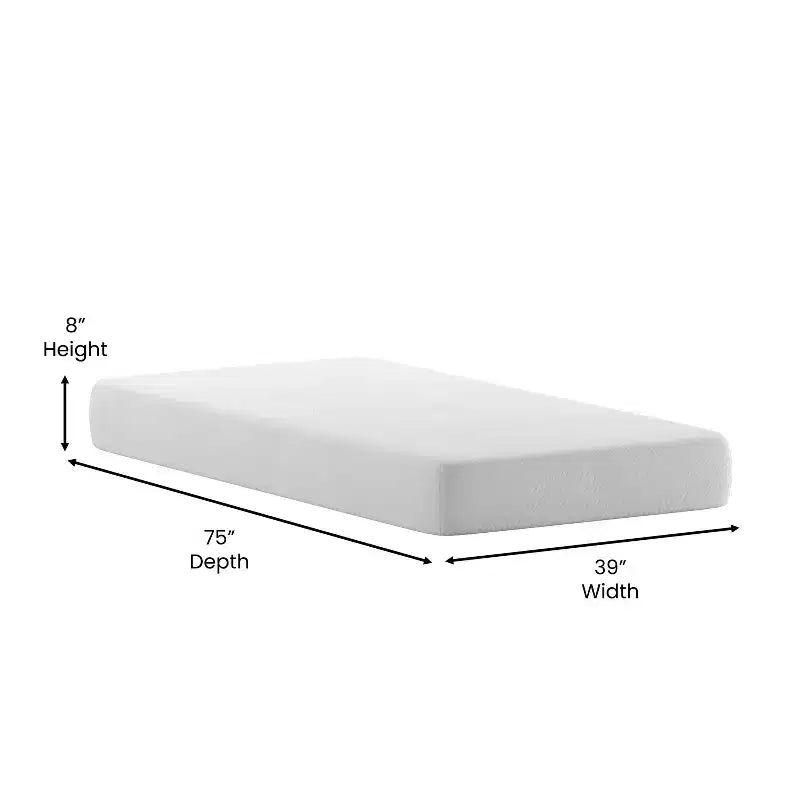 Merrick Lane CertiPUR-US Certified Memory Foam Mattress Infused with Charcoal & Green Tea Cooling Gel