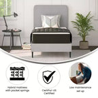 Emma and Oliver 10 Inch Hybrid Mattress, High Density Foam and Pocket Spring Mattress in a Box, CertiPur-US Certified Foam