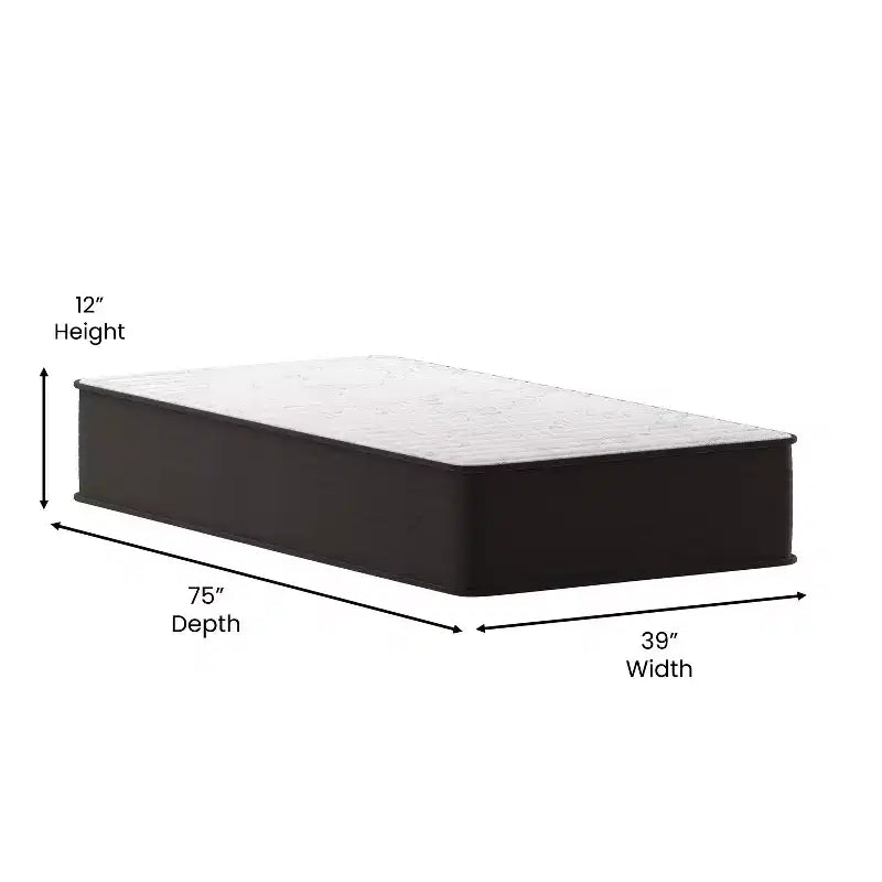 Emma and Oliver 12 Inch Hybrid Mattress, High Density Foam and Pocket Spring Mattress in a Box, CertiPur-US Certified Foam
