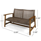 Augusta Outdoor Acacia Wood and Wicker 6 Seater Chat Set with Fire Pit by Christopher Knight Home