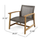 Augusta Outdoor Acacia Wood and Wicker 6 Seater Chat Set with Fire Pit by Christopher Knight Home