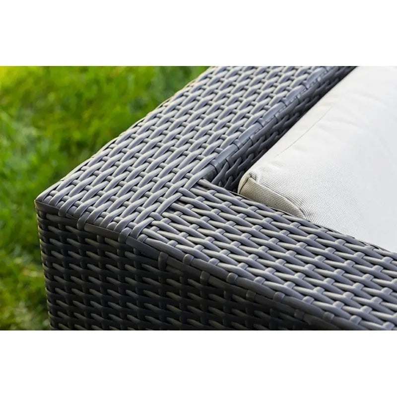Ohana Outdoor Patio 6 Piece Black Wicker Sofa Sectional with Cushions - No Assembly