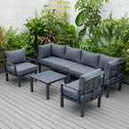 Outdoor 7-Piece Modern Patio Sectional Sofa Set Aluminum Frame W/ Coffee Table for Outdoor Summer Porch Backyard