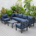Outdoor 7-Piece Modern Patio Sectional Sofa Set Aluminum Frame W/ Coffee Table for Outdoor Summer Porch Backyard