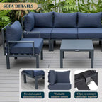 Outdoor 7-Piece Modern Patio Sectional Sofa Set Aluminum Frame W/ Coffee Table for Outdoor Summer Porch Backyard