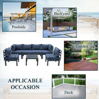 Outdoor 7-Piece Modern Patio Sectional Sofa Set Aluminum Frame W/ Coffee Table for Outdoor Summer Porch Backyard