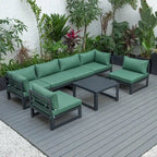 Outdoor 7-Piece Modern Patio Sectional Sofa Set Aluminum Frame W/ Coffee Table for Outdoor Summer Porch Backyard