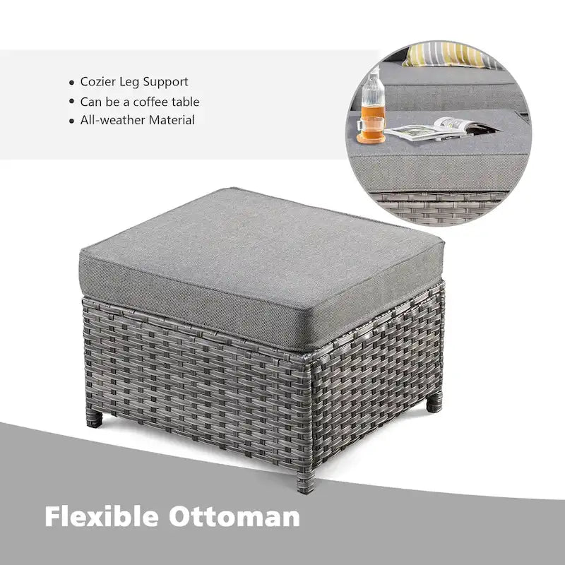 OVIOS 8-piece Patio Wicker Outdoor High-back Sectional Furniture Set