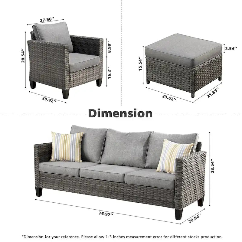 OVIOS 8-piece Patio Wicker Outdoor High-back Sectional Furniture Set