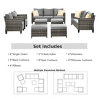 OVIOS 8-piece Patio Wicker Outdoor High-back Sectional Furniture Set