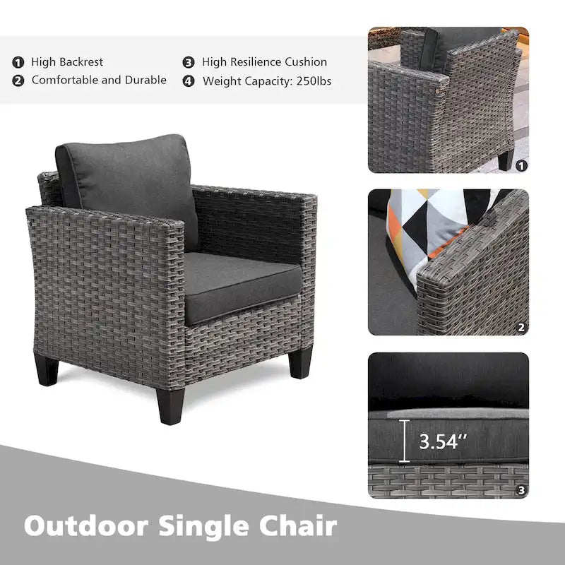 OVIOS 8-piece Patio Wicker Outdoor High-back Sectional Furniture Set