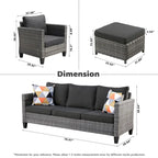 OVIOS 8-piece Patio Wicker Outdoor High-back Sectional Furniture Set