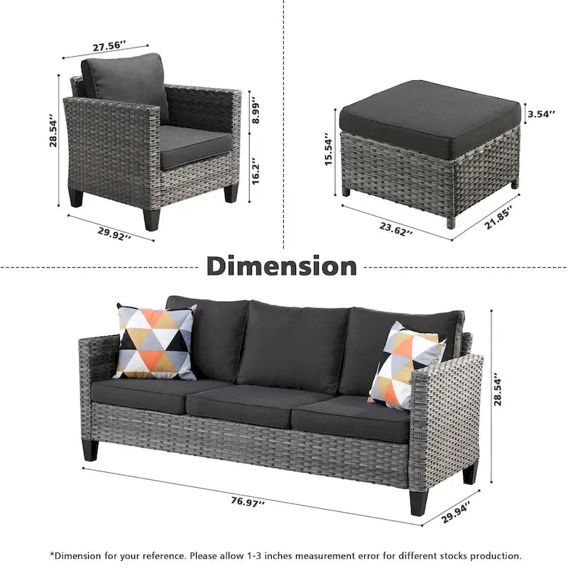 OVIOS 8-piece Patio Wicker Outdoor High-back Sectional Furniture Set