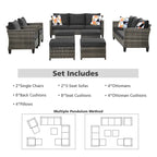 OVIOS 8-piece Patio Wicker Outdoor High-back Sectional Furniture Set