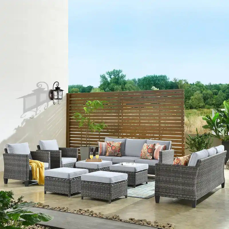 OVIOS 8-piece Patio Wicker Outdoor High-back Sectional Furniture Set