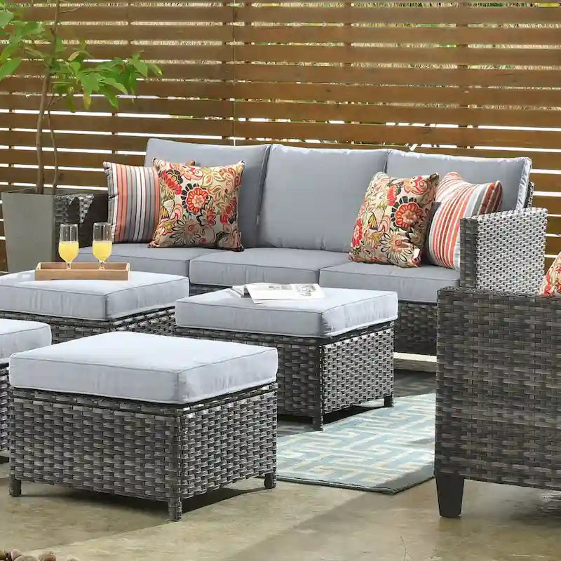 OVIOS 8-piece Patio Wicker Outdoor High-back Sectional Furniture Set
