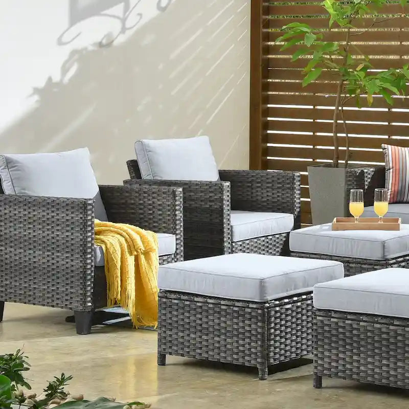 OVIOS 8-piece Patio Wicker Outdoor High-back Sectional Furniture Set