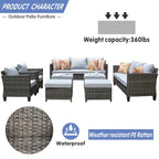 OVIOS 8-piece Patio Wicker Outdoor High-back Sectional Furniture Set