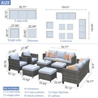OVIOS 8-piece Patio Wicker Outdoor High-back Sectional Furniture Set