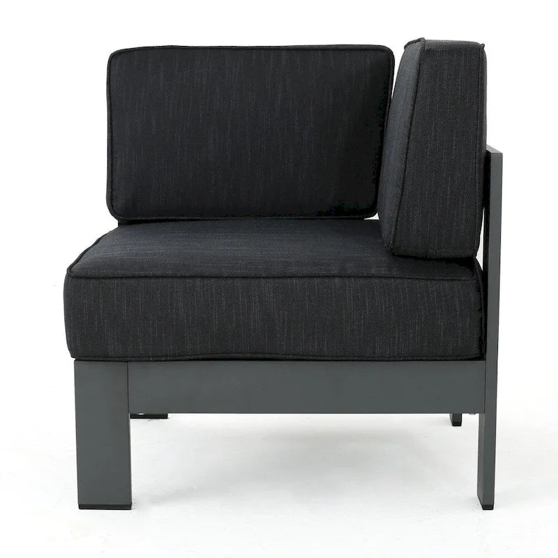 Cape Coral Outdoor Aluminum Tempered Glass 5-piece V-Shape Sectional Sofa Set with Cushions by Christopher Knight Home
