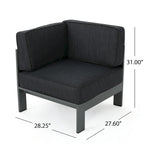Cape Coral Outdoor Aluminum Tempered Glass 5-piece V-Shape Sectional Sofa Set with Cushions by Christopher Knight Home