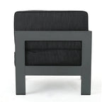 Cape Coral Outdoor Aluminum Tempered Glass 5-piece V-Shape Sectional Sofa Set with Cushions by Christopher Knight Home