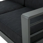 Cape Coral Outdoor Aluminum Tempered Glass 5-piece V-Shape Sectional Sofa Set with Cushions by Christopher Knight Home