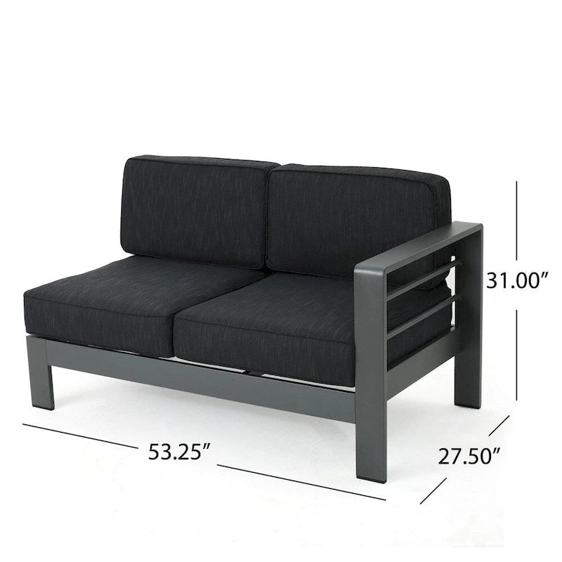 Cape Coral Outdoor Aluminum Tempered Glass 5-piece V-Shape Sectional Sofa Set with Cushions by Christopher Knight Home