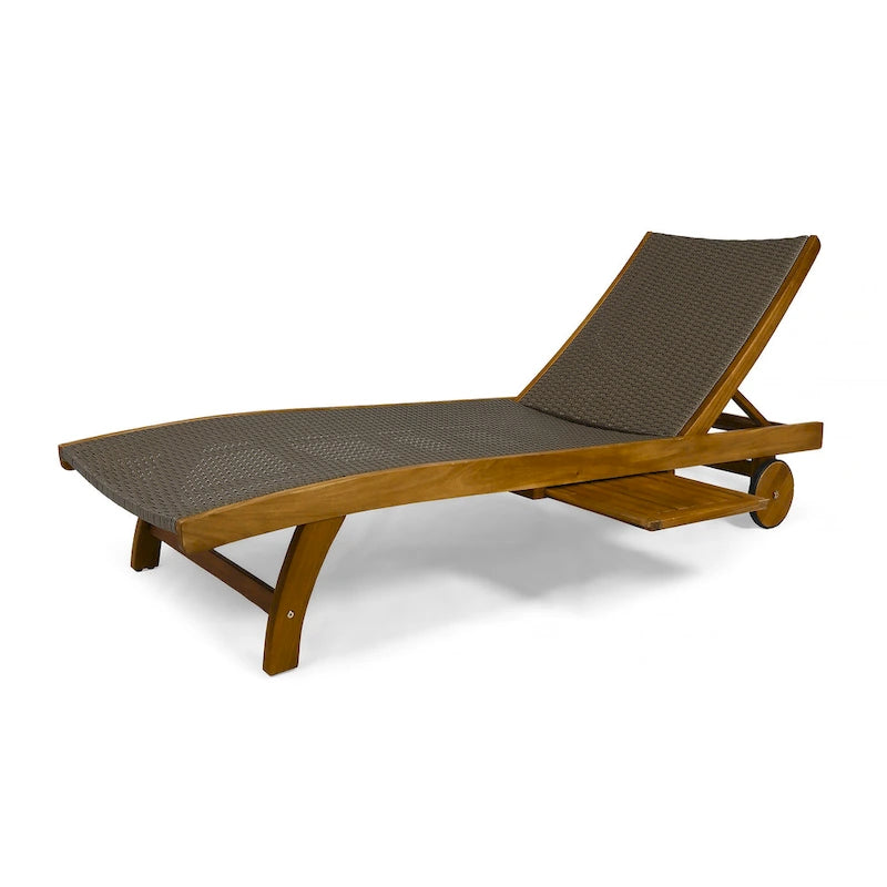 Banzai Outdoor Wicker and Wood Chaise Lounge (Set of 4) by Christopher Knight Home