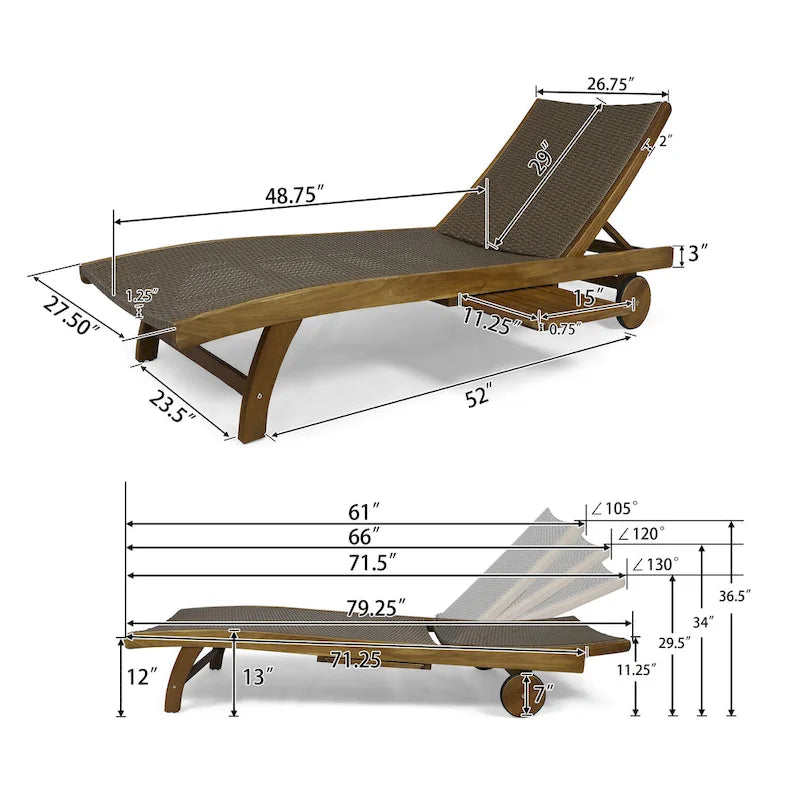 Banzai Outdoor Wicker and Wood Chaise Lounge (Set of 4) by Christopher Knight Home