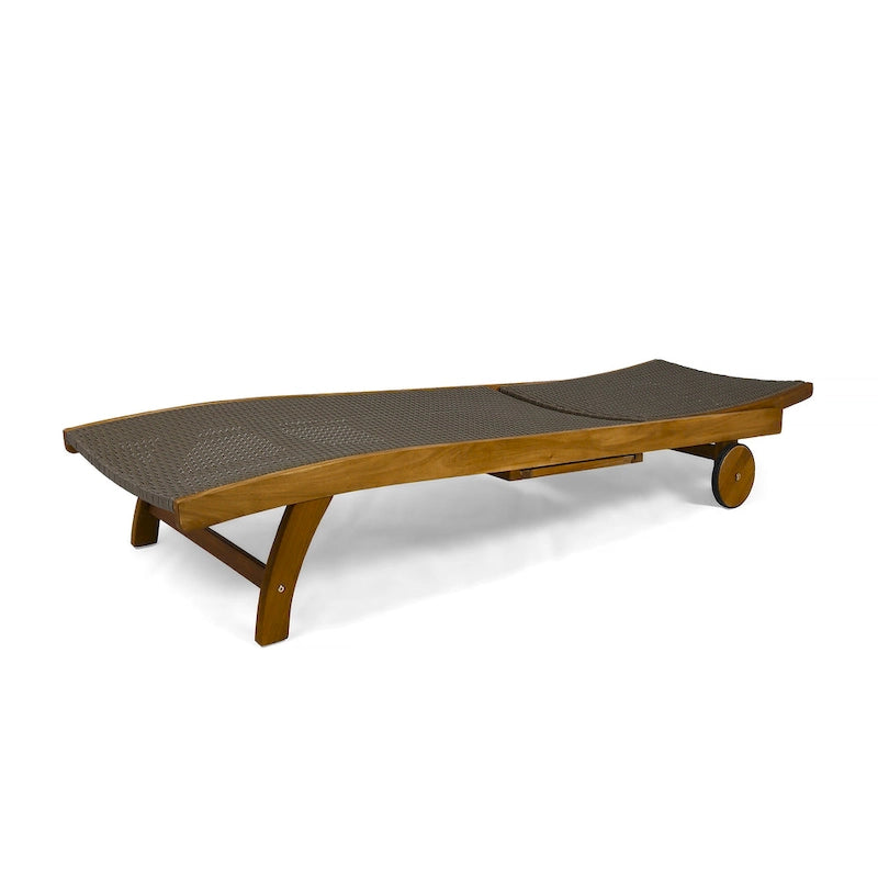 Banzai Outdoor Wicker and Wood Chaise Lounge (Set of 4) by Christopher Knight Home
