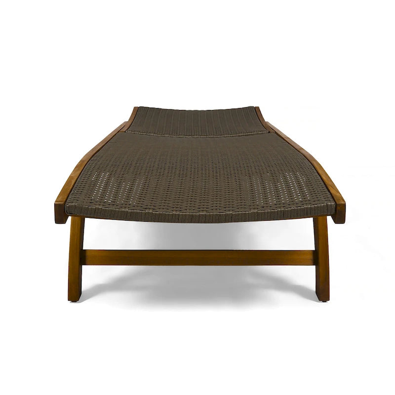 Banzai Outdoor Wicker and Wood Chaise Lounge (Set of 4) by Christopher Knight Home