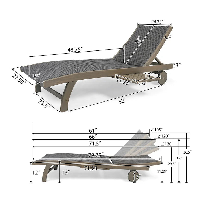 Banzai Outdoor Wicker and Wood Chaise Lounge (Set of 4) by Christopher Knight Home