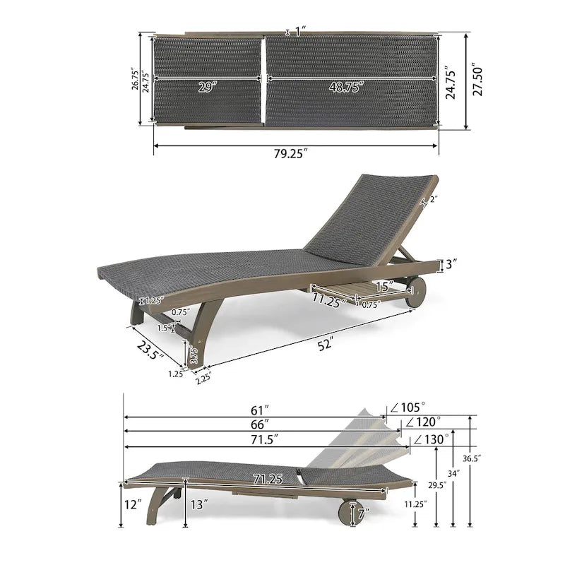 Banzai Outdoor Wicker and Wood Chaise Lounge (Set of 4) by Christopher Knight Home