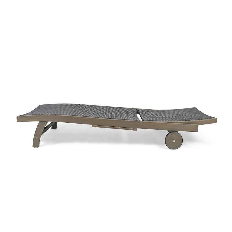 Banzai Outdoor Wicker and Wood Chaise Lounge (Set of 4) by Christopher Knight Home