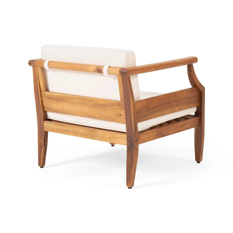Aston Outdoor Mid-Century Modern Cushioned Acacia 4-seat Chat Set by Christopher Knight Home
