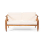 Aston Outdoor Mid-Century Modern Cushioned Acacia 4-seat Chat Set by Christopher Knight Home