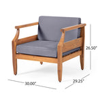 Aston Outdoor Mid-Century Modern Cushioned Acacia 4-seat Chat Set by Christopher Knight Home