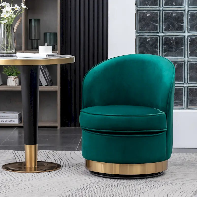 Fauteuil pivotant contemporain en velours Wania, bleu