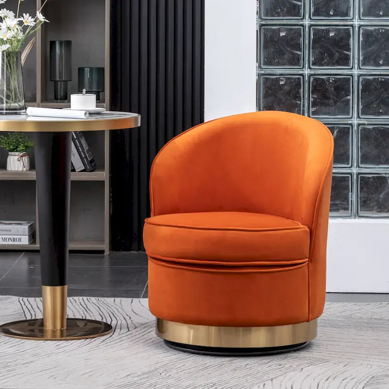 Fauteuil pivotant contemporain en velours Wania, bleu