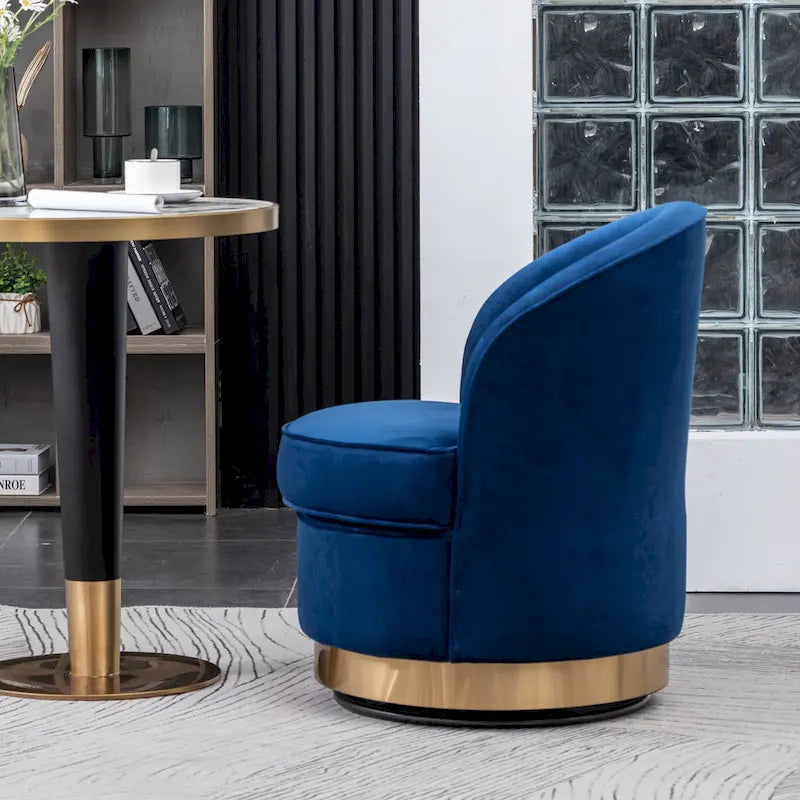 Fauteuil pivotant contemporain en velours Wania, bleu