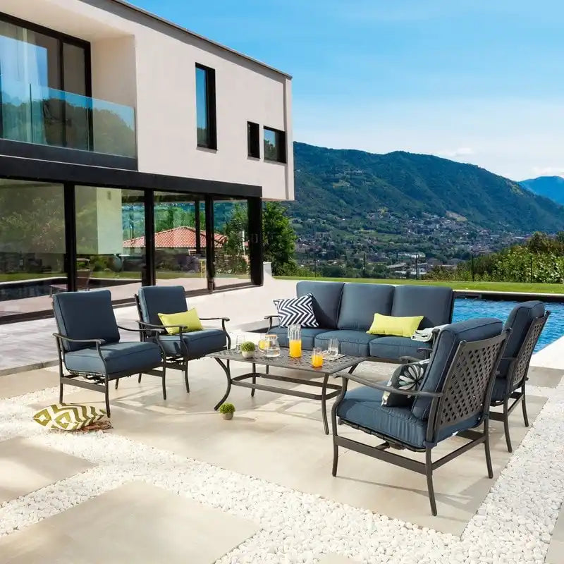 Patio Festival 6-Piece Outdoor Metal Sofa Seating Set