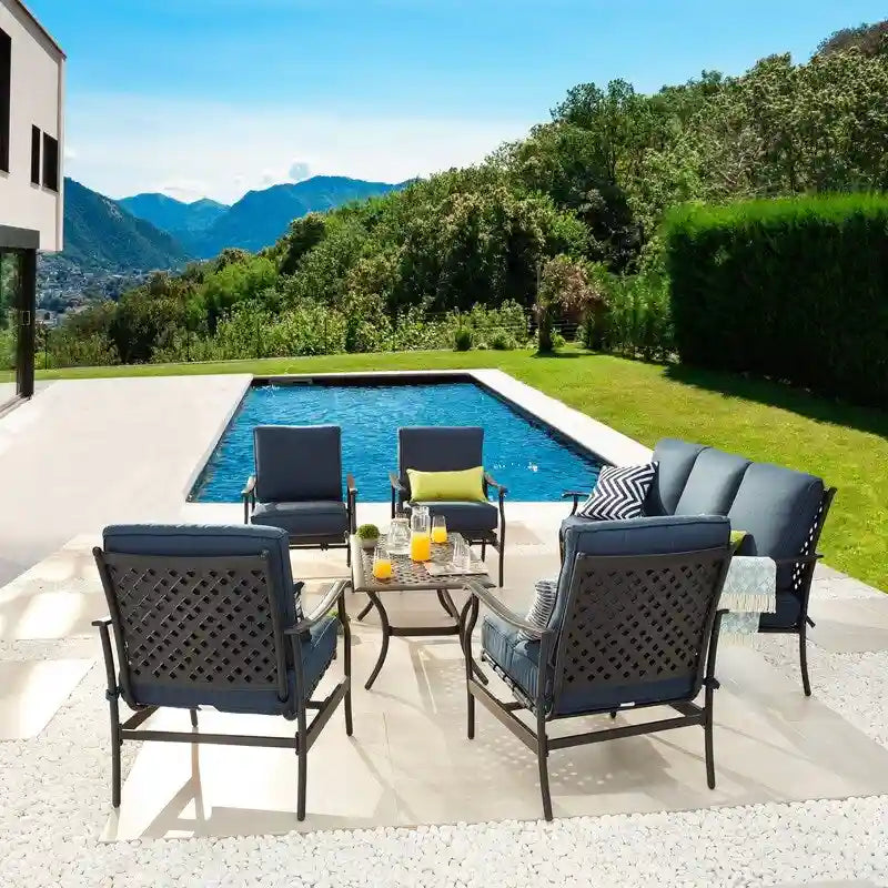 Patio Festival 6-Piece Outdoor Metal Sofa Seating Set