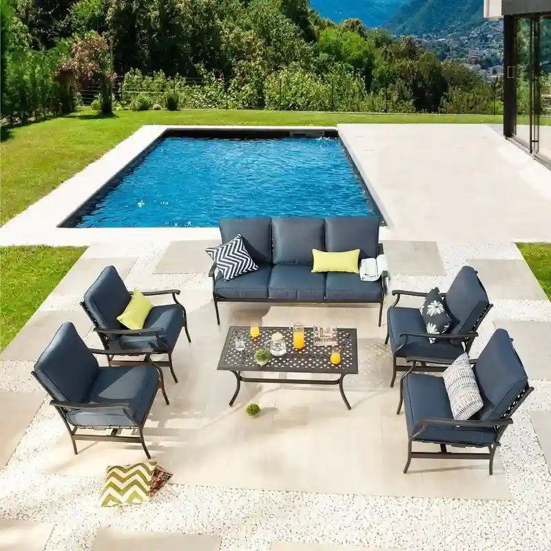 Patio Festival 6-Piece Outdoor Metal Sofa Seating Set